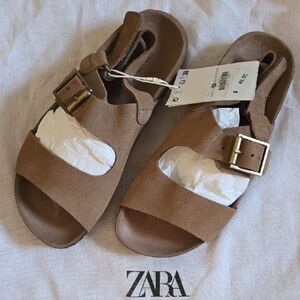 Zara Brown Sandals with Comfort Footbed